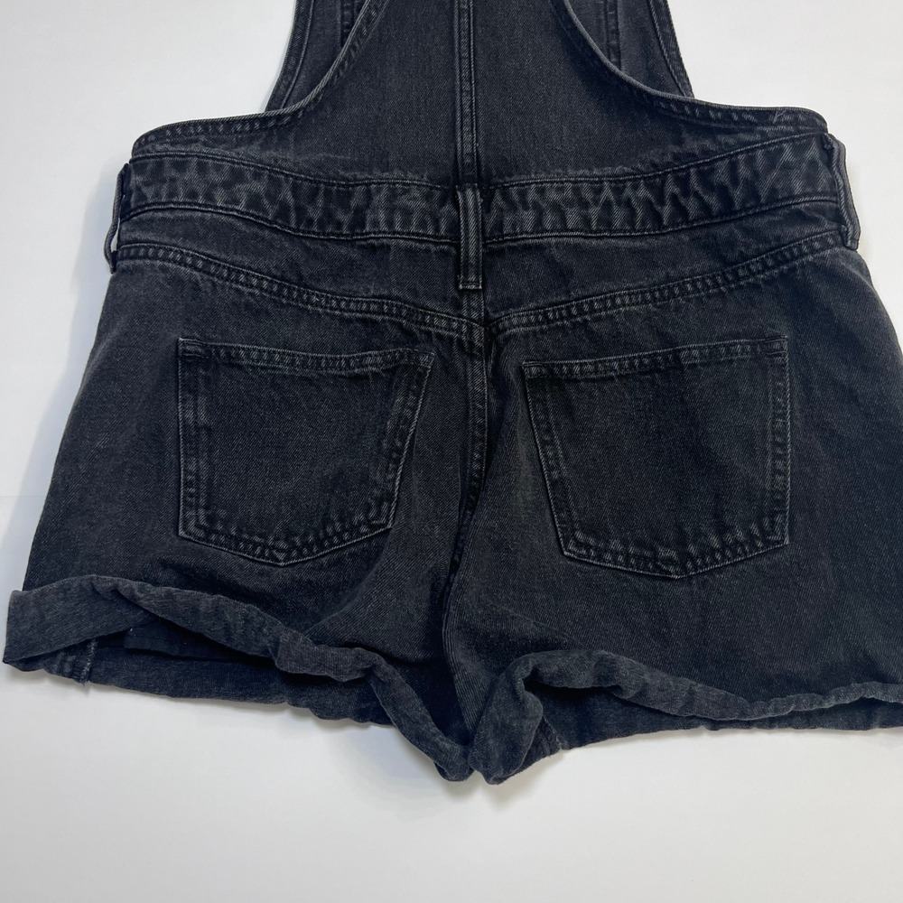 Madewell Adirondack Short Overalls Washed Black Denim Size Medium Bib Shortalls - Picture 10 of 12